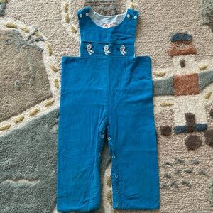 Adorable Teal Kids Overalls with Embroidery